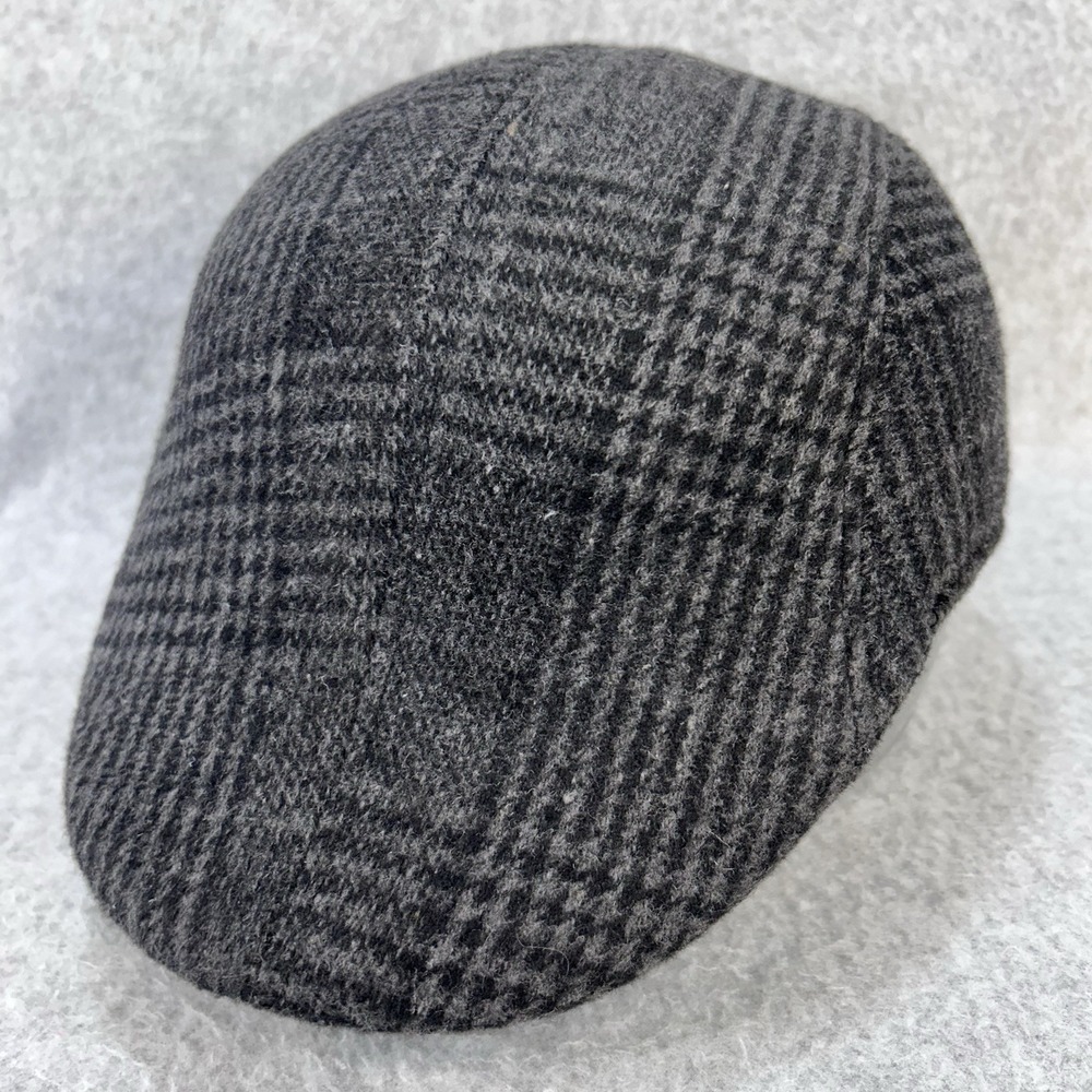 Gray Black Plaid Ivy Flat Cap Men's Size 58 Driving Golf Cabbie‎ Hat